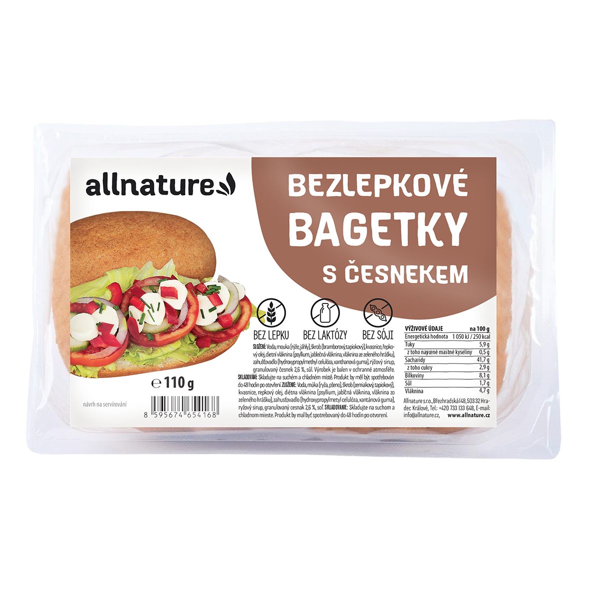Allnature Bezlepkové bagetky s česnekem 110 g Allnature