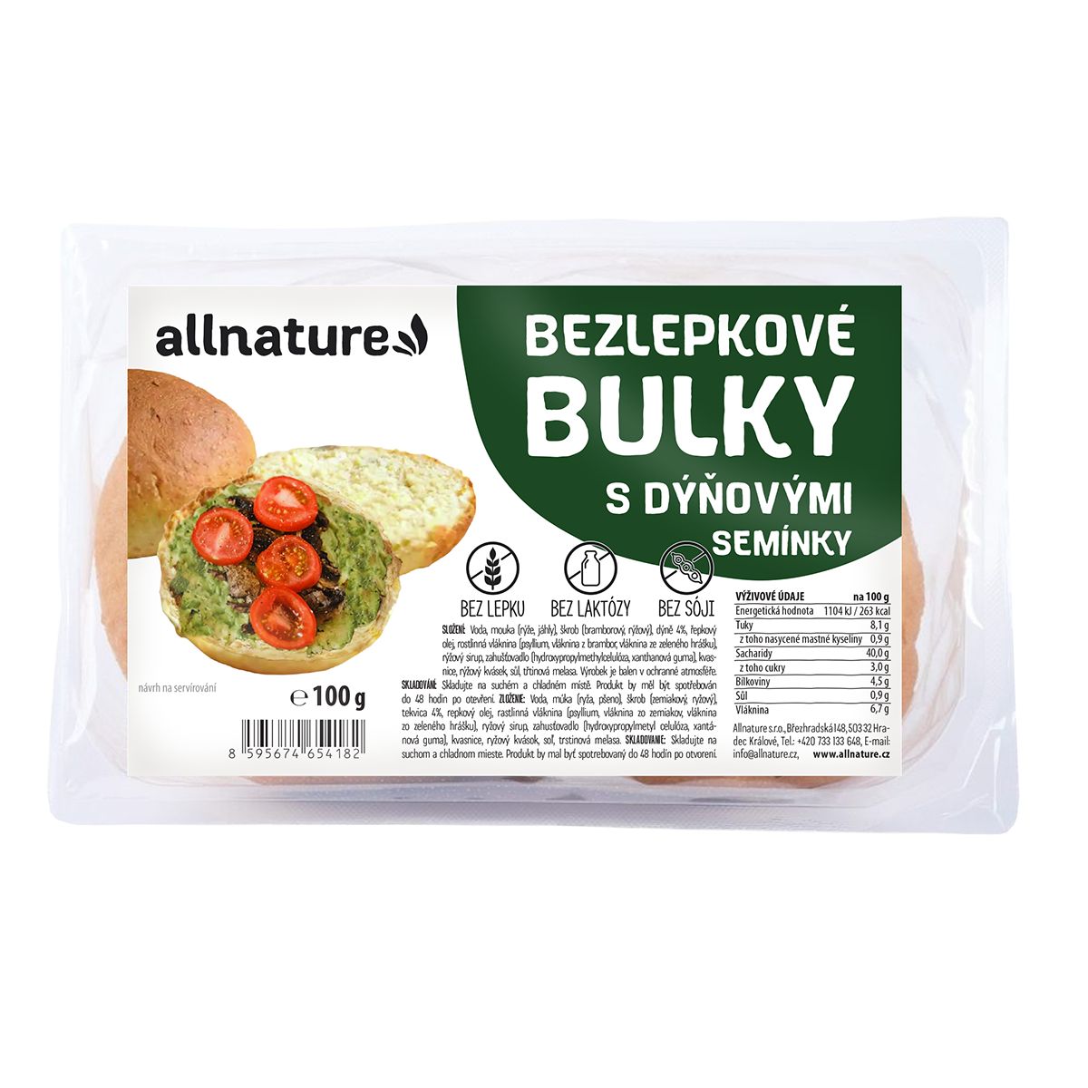 Allnature Bezlepkové bulky s dýňovými semínky 100 g Allnature