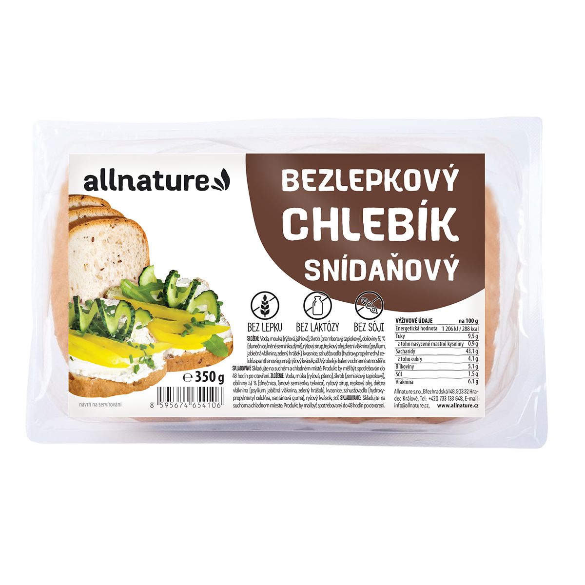 Allnature Bezlepkový chlebík snídaňový 350 g Allnature