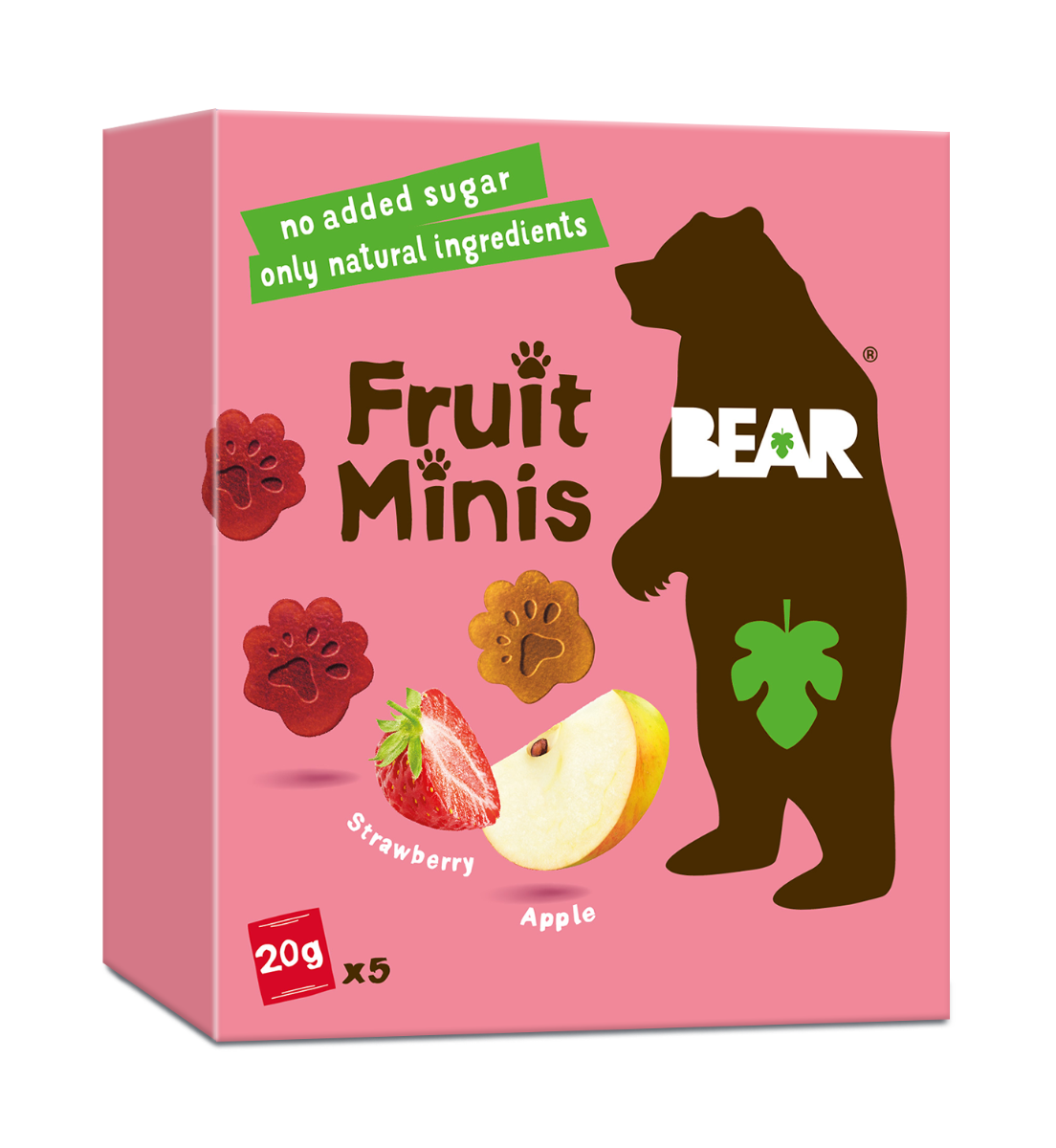 BEAR Fruit Minis jahoda a jablko 5x20 g BEAR