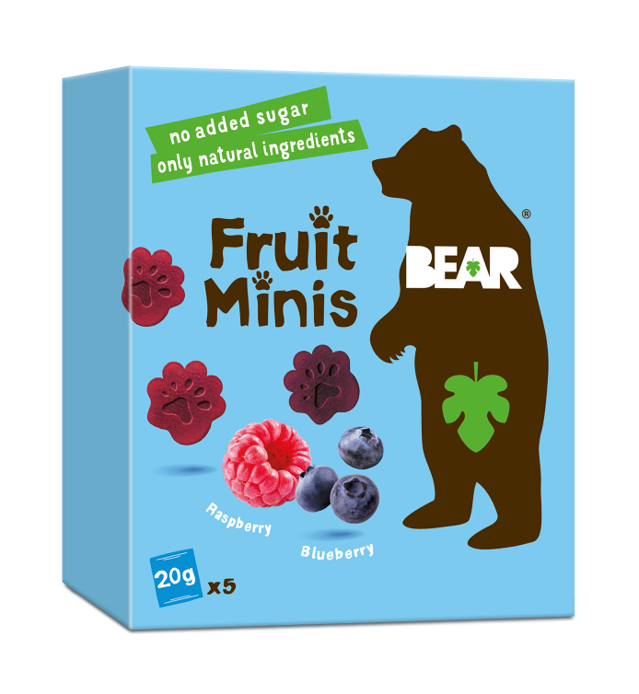 BEAR Fruit Minis malina a borůvka 5x20 g BEAR