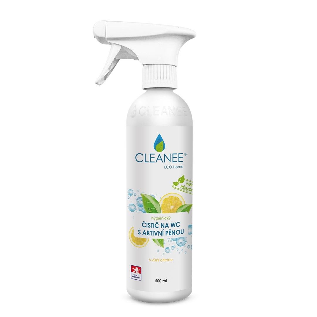 CLEANEE ECO Home Hygienický čistič WC s aktivní pěnou citron 500 ml CLEANEE