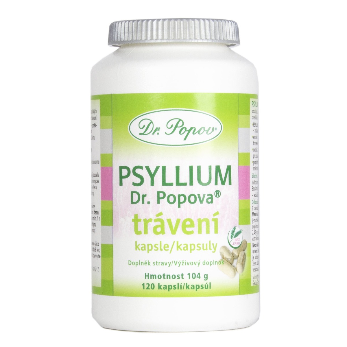 Dr. Popov Psyllium Trávení 120 kapslí Dr. Popov