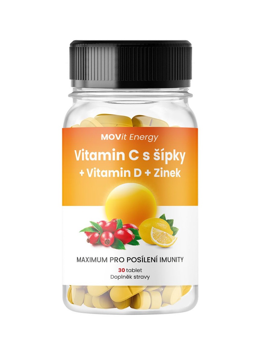 MOVit Energy Vitamin C 1200 mg s šípky + Vitamin D + Zinek PREMIUM 30 tablet MOVit Energy