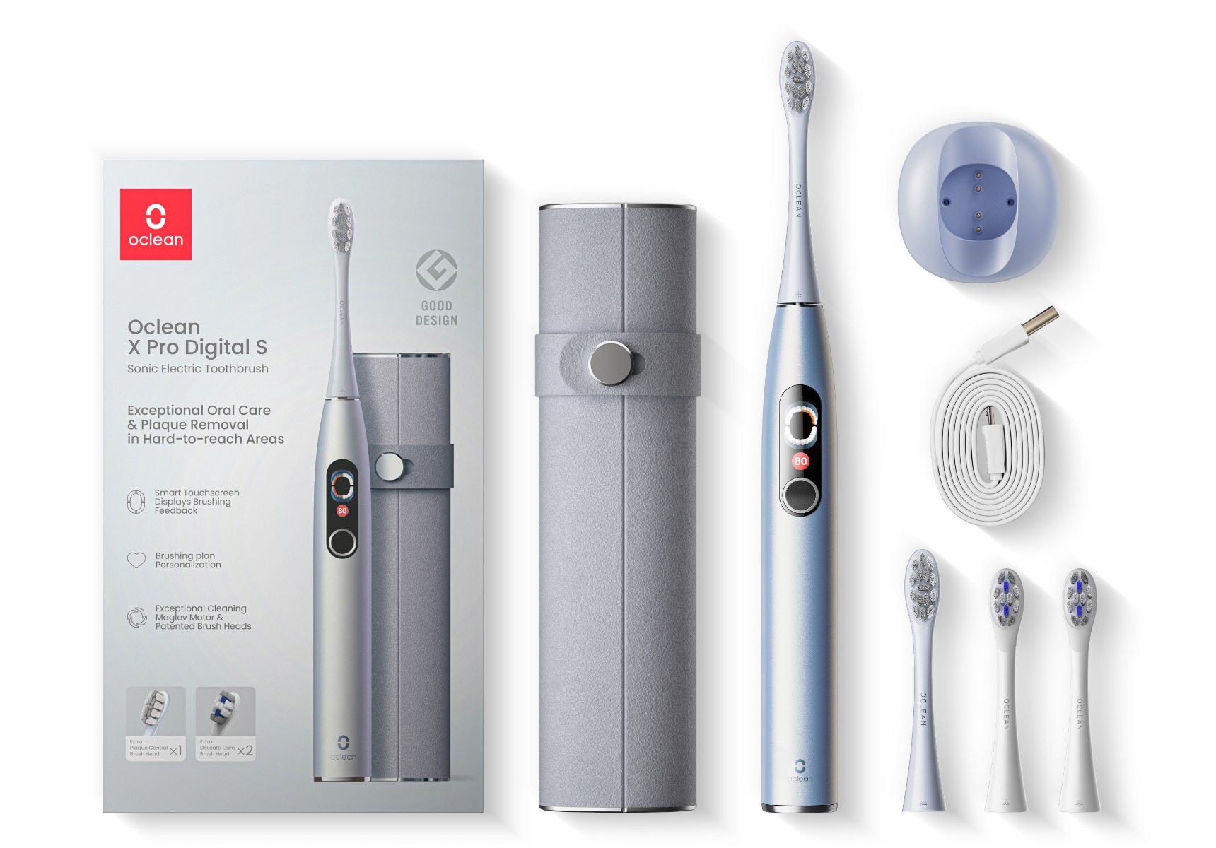Oclean X Pro Digital set sonický kartáček stříbrný Oclean