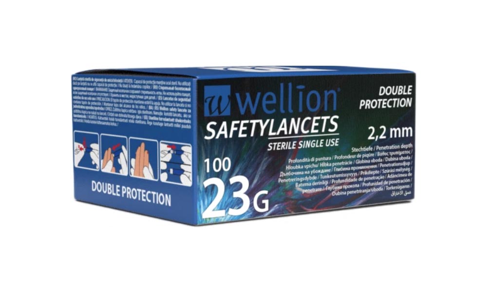 Wellion Safety Lancets 23G jehly jednorázové 100 ks Wellion