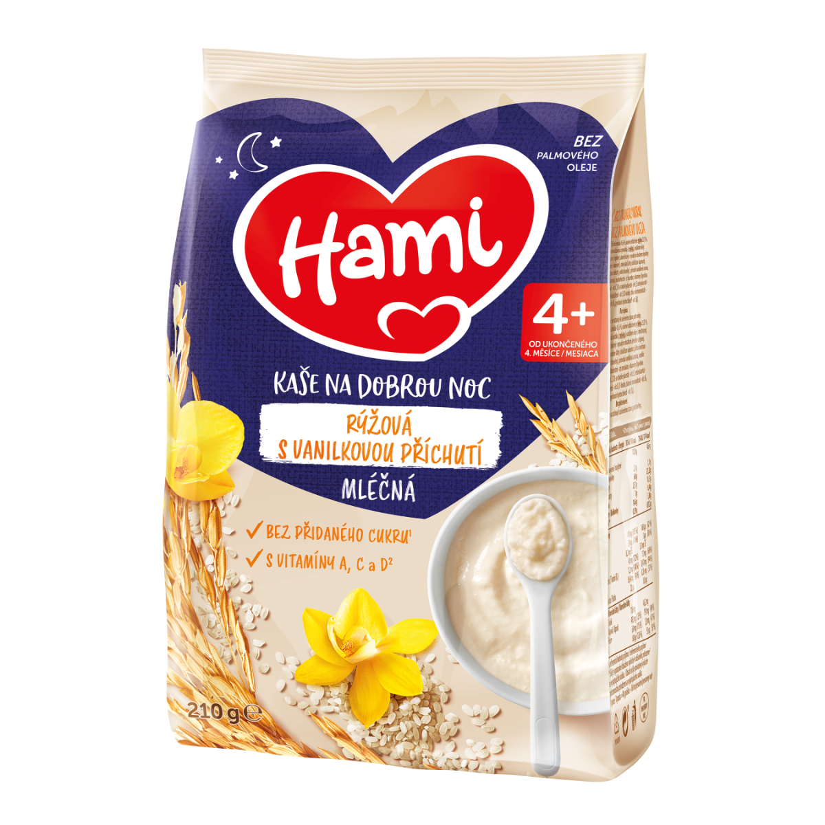 Hami Mléčná kaše na dobrou noc rýžová s vanilkovou příchutí 210 g Hami