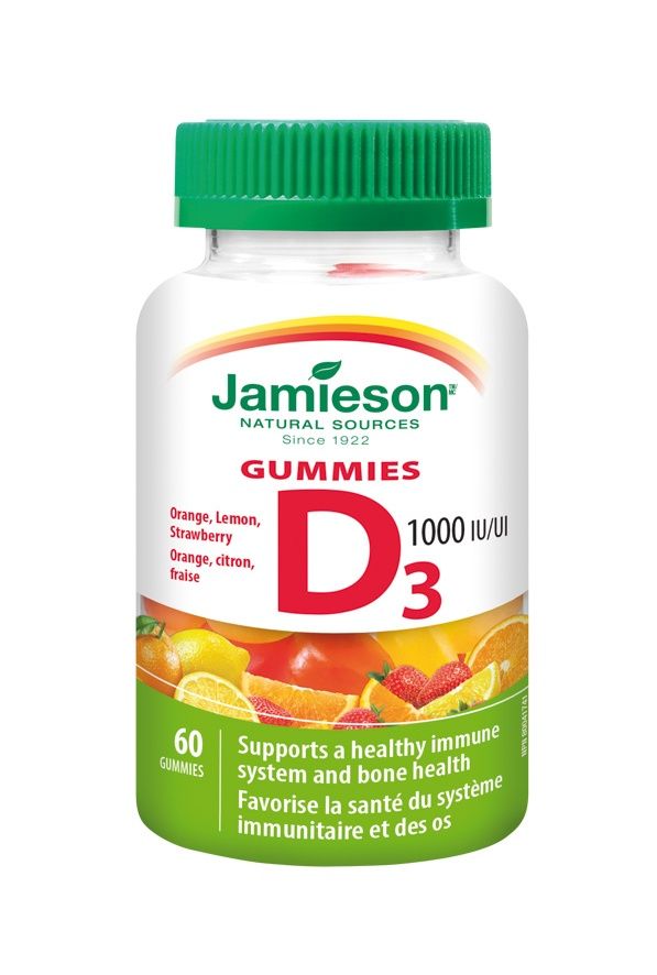 Jamieson Vitamín D3 Gummies 1000 IU 60 želatinových pastilek Jamieson