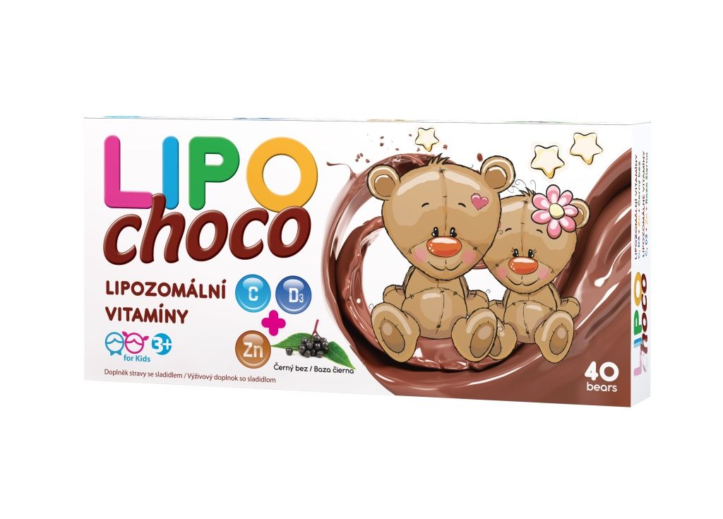 LIPOchoco Lipozomální vitamíny C + D3 + Zn 40 medvídků LIPOchoco