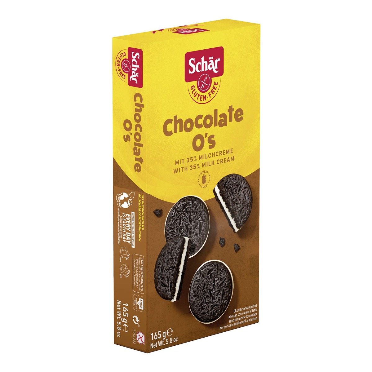 SCHÄR Chocolate Os kakaové sušenky s mléčnou náplní bez lepku 165 g SCHÄR