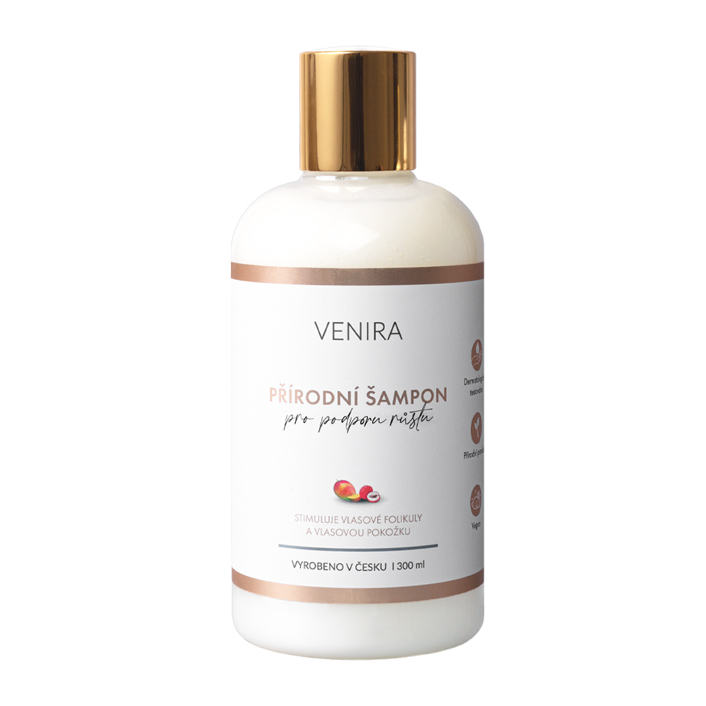 Venira Přírodní šampon pro podporu růstu vlasů mango+liči 300 ml Venira