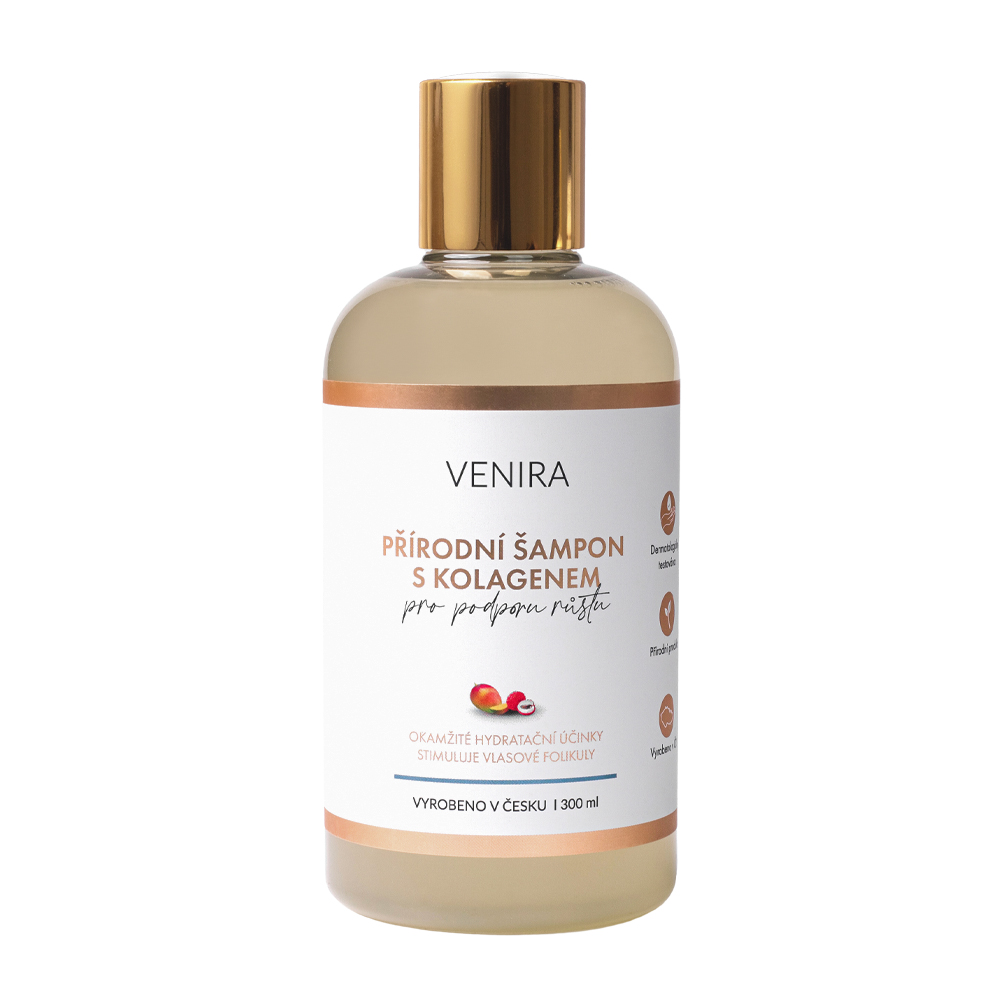 Venira Přírodní šampon s kolagenem pro podporu růstu vlasů mango+liči 300 ml Venira