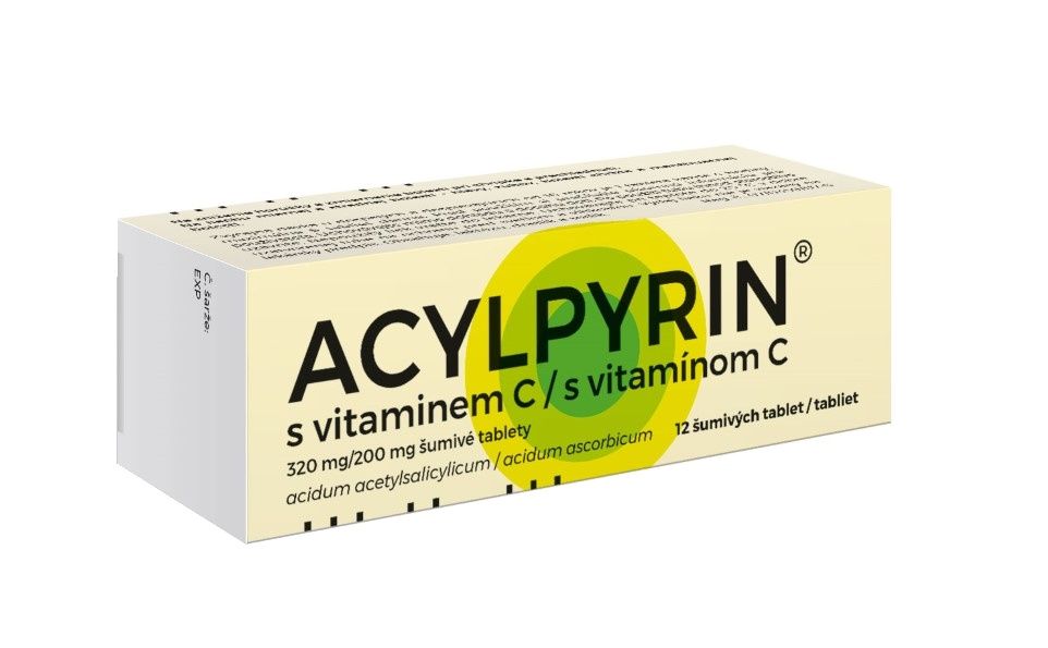 Acylpyrin s vitaminem C 320 mg/200 mg 12 šumivých tablet Acylpyrin