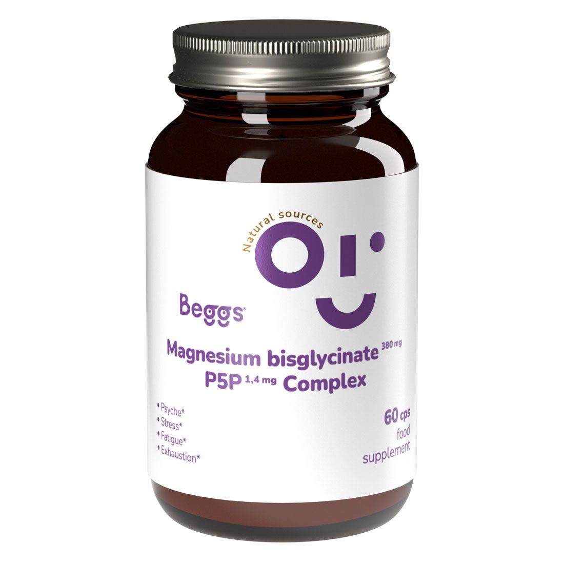 Beggs Magnesium bisglycinate 380 mg + P5P Complex 60 kapslí Beggs