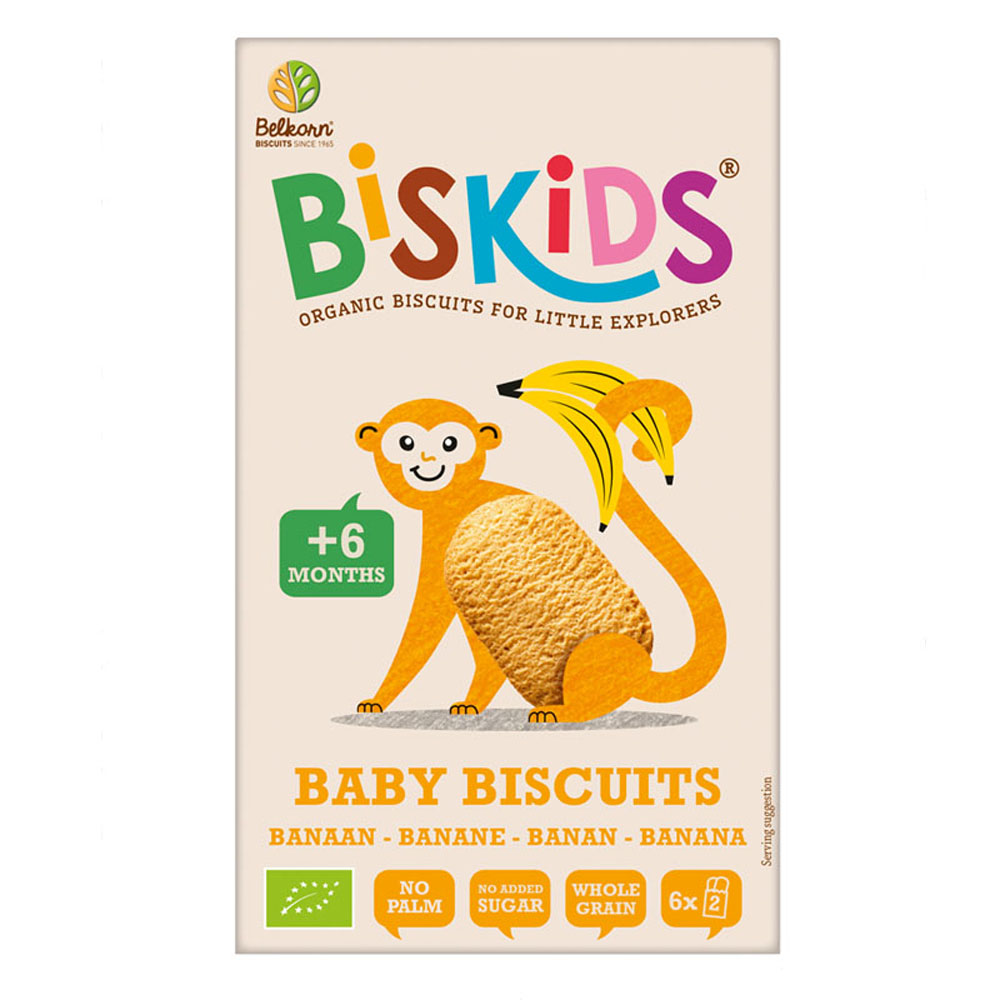 Biskids BIO dětské celozrnné sušenky s banánem 6M 120 g Biskids