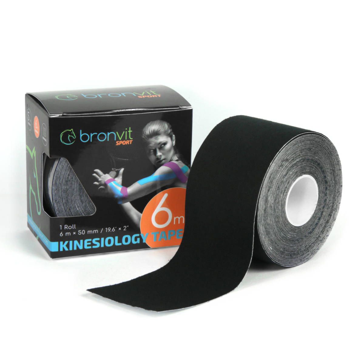 BronVit Sport Kinesio Tape classic 5 cm x 6 m tejpovací páska černá BronVit Sport