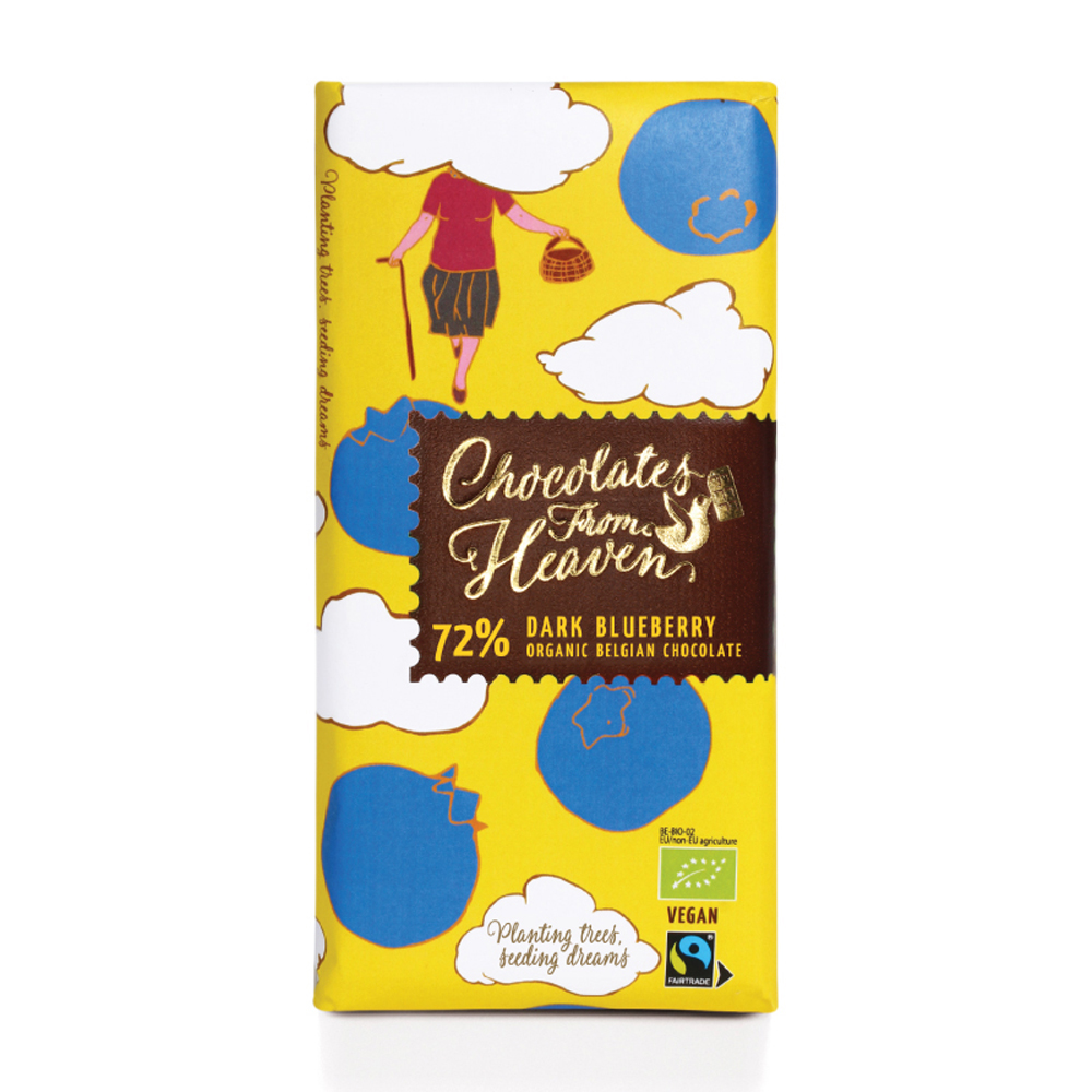 Chocolates from Heaven BIO hořká čokoláda s borůvkami 72% 100 g Chocolates from Heaven