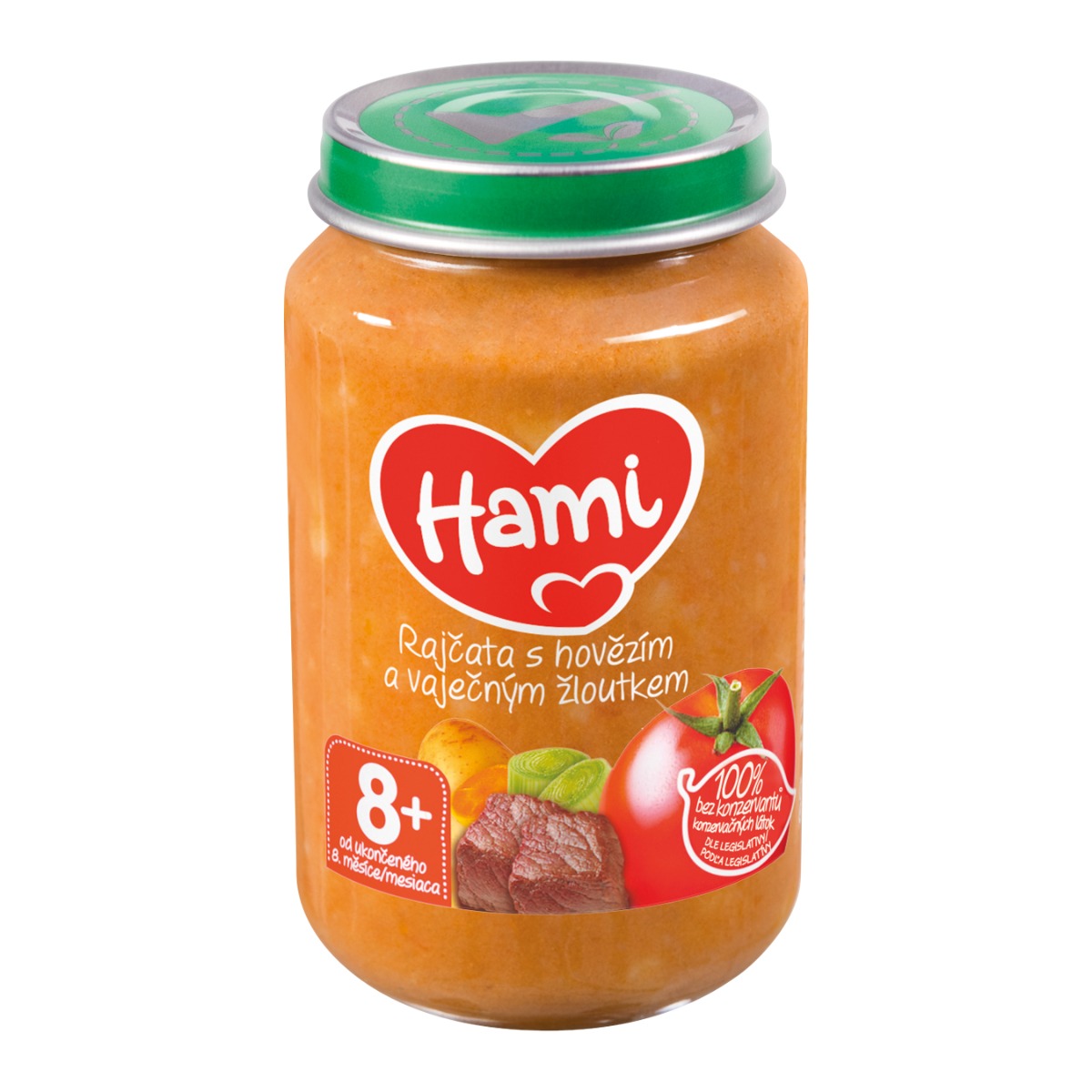Hami Rajčata s hovězím a vaječným žloutkem 8+ 200 g Hami