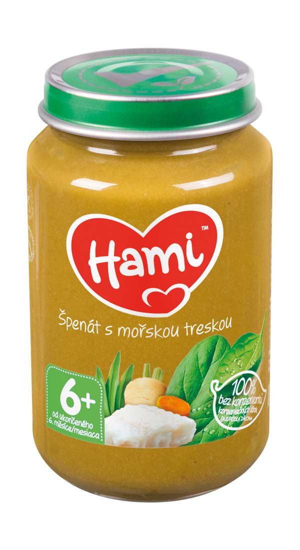 Hami Špenát s mořskou treskou 6+ 200 g Hami