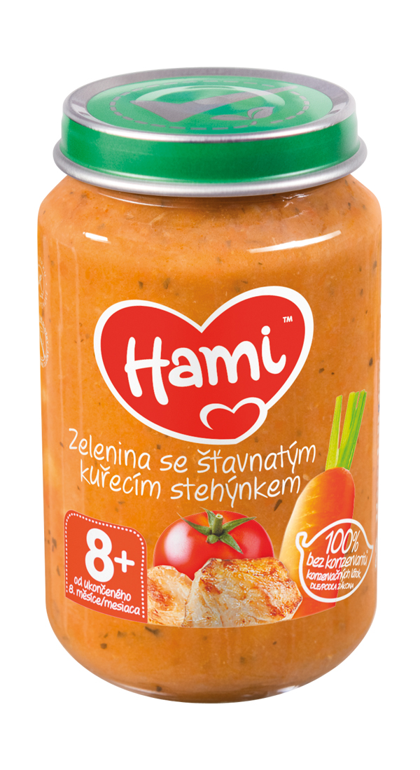 Hami Zelenina se šťavnatým kuřecím stehýnkem 8+ 200 g Hami