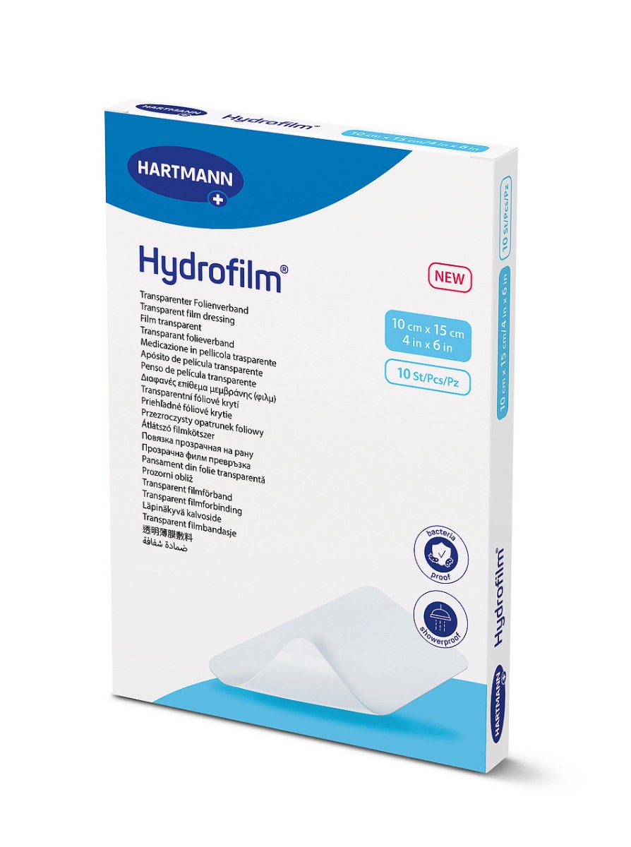 Hartmann Hydrofilm 10 cm x 15 cm náplast fixační 10 ks Hartmann