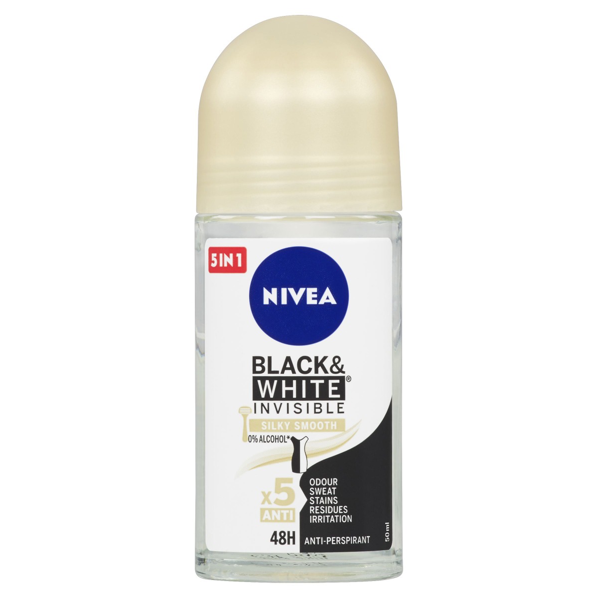 Nivea Black & White Invisible Silky Smooth kuličkový antiperspirant 50 ml Nivea