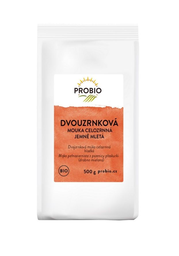 PROBIO Mouka dvouzrnková celozrnná jemně mletá BIO 500 g PROBIO