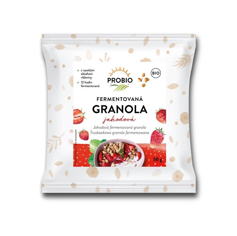 PROBIO Műsli křupavé granola fermentovaná jahodová BIO 50 g PROBIO