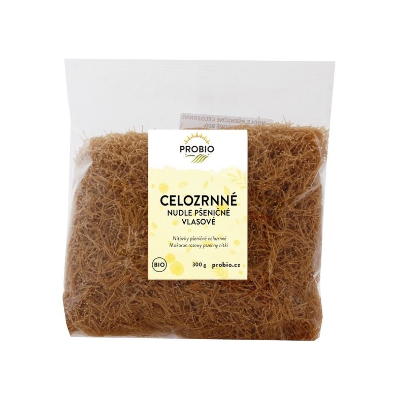 PROBIO Nudle pšeničné celozrnné vlasové BIO 300 g PROBIO