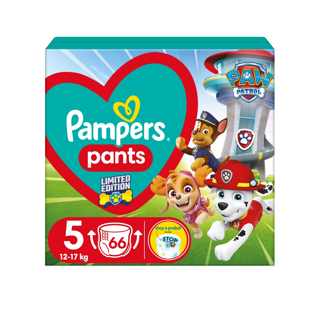 Pampers Pants vel. 5 carry pack paw patrol 12-17 kg plenkové kalhotky 66 ks Pampers