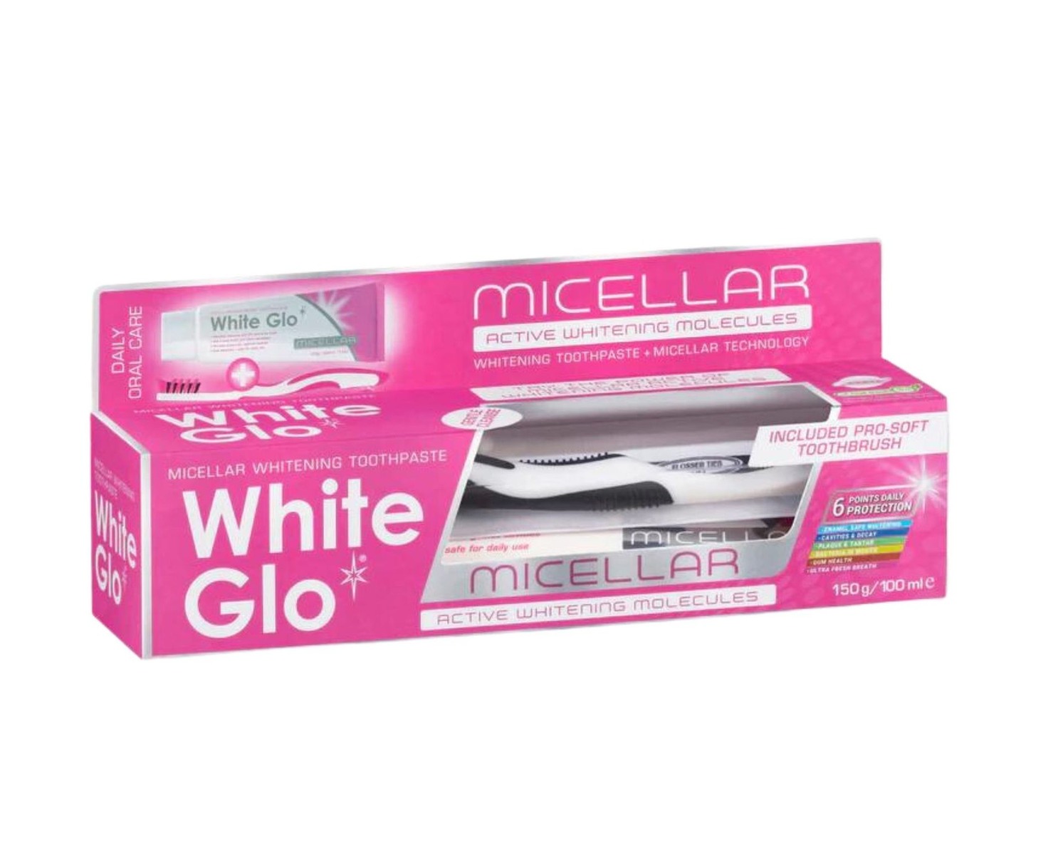 White Glo Miccelar bělicí zubní pasta 100 ml + kartáček White Glo