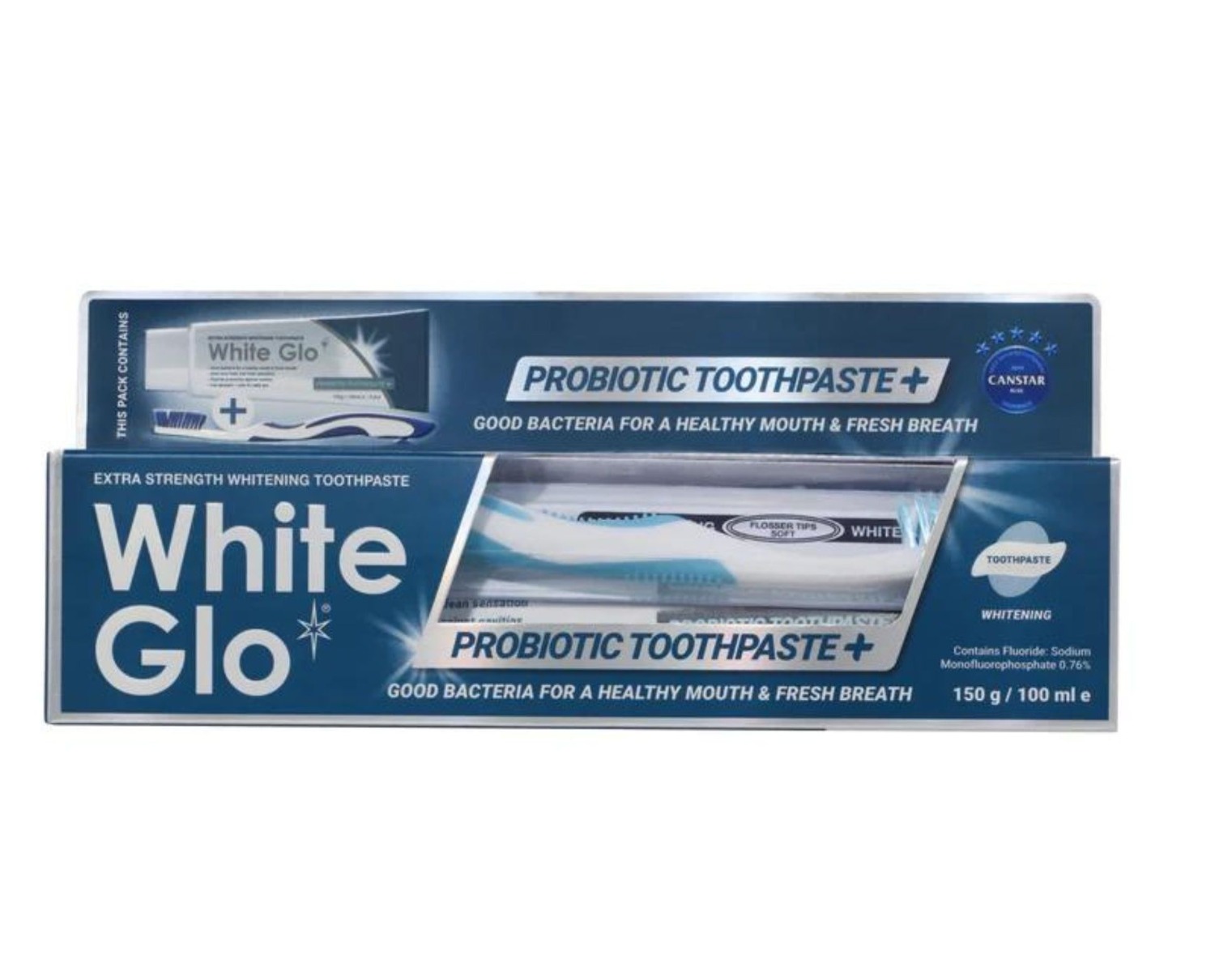 White Glo Probiotic bělicí zubní pasta 100 ml + kartáček White Glo