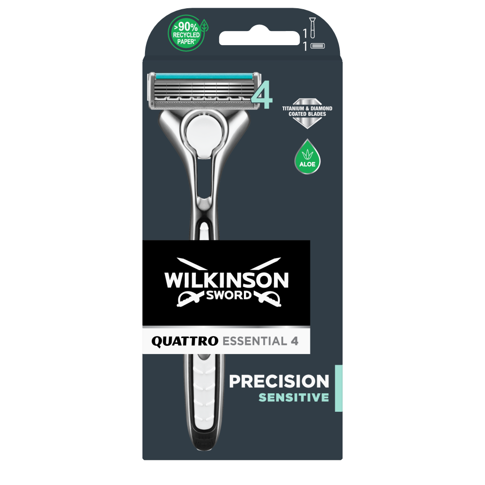 Wilkinson Quattro Essential Precision Sensitive 1-up holicí strojek + 1 náhradní hlavice Wilkinson