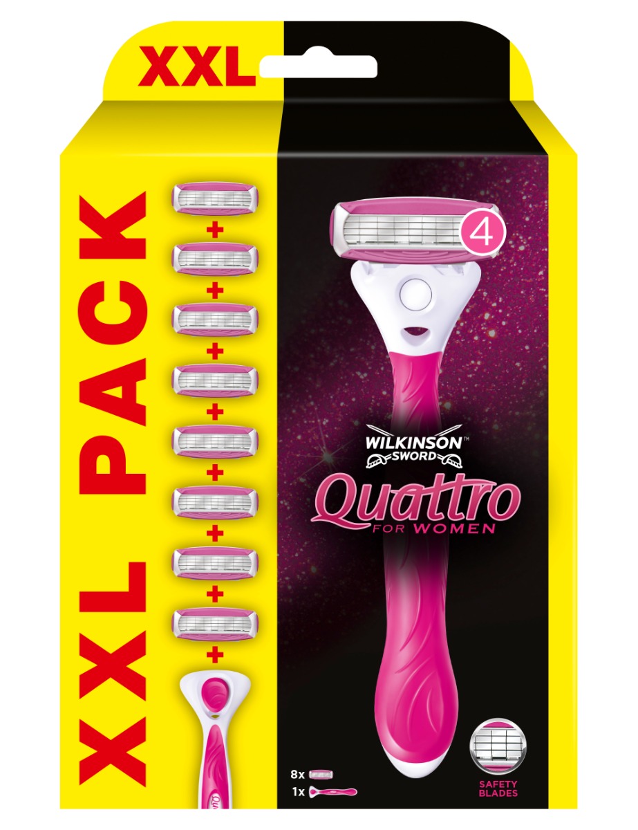 Wilkinson Quattro for Women XXL pack holicí strojek + 8 hlavic Wilkinson