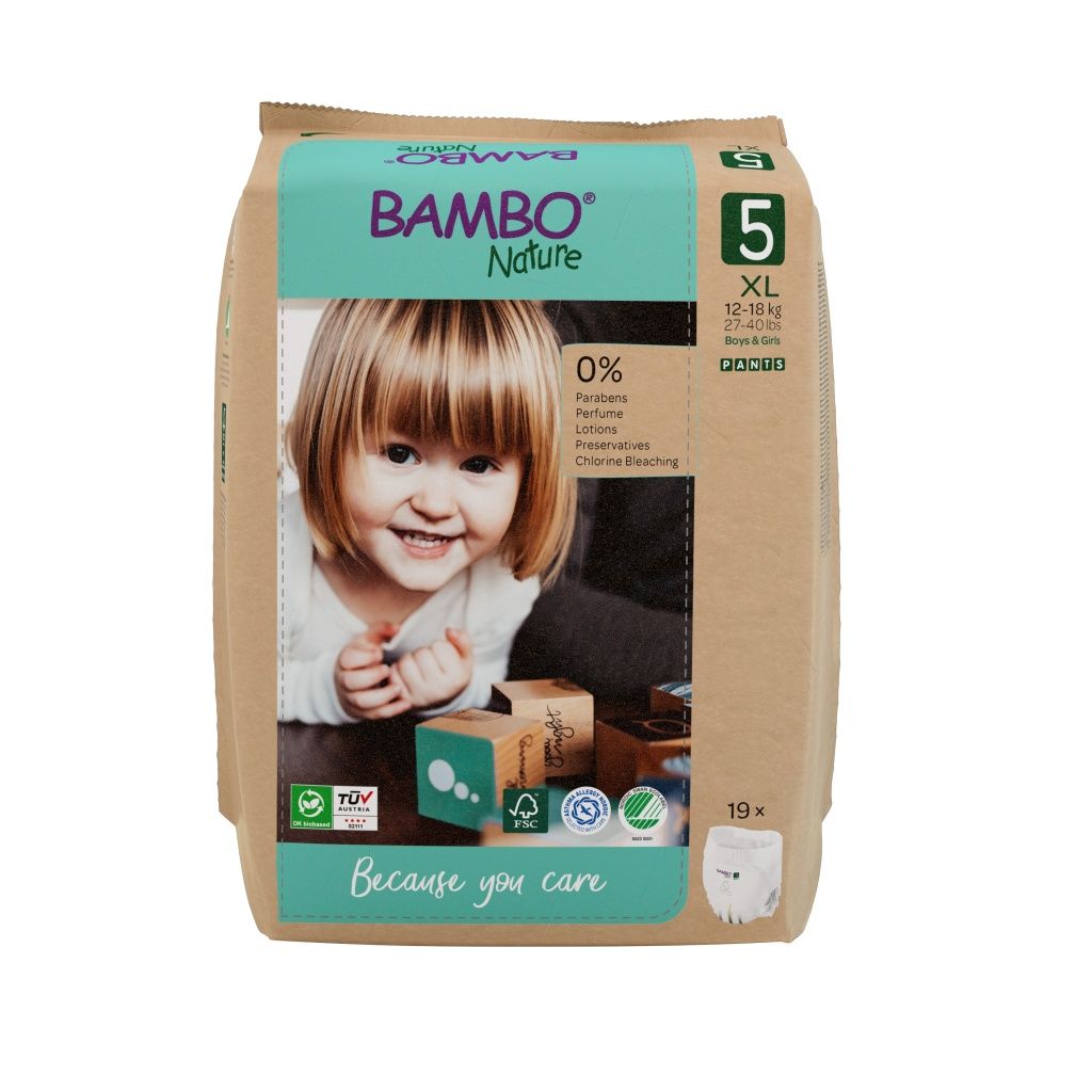 Bambo Nature Pants 5 12-18 kg dětské natahovací plenkové kalhotky 19 ks Bambo Nature