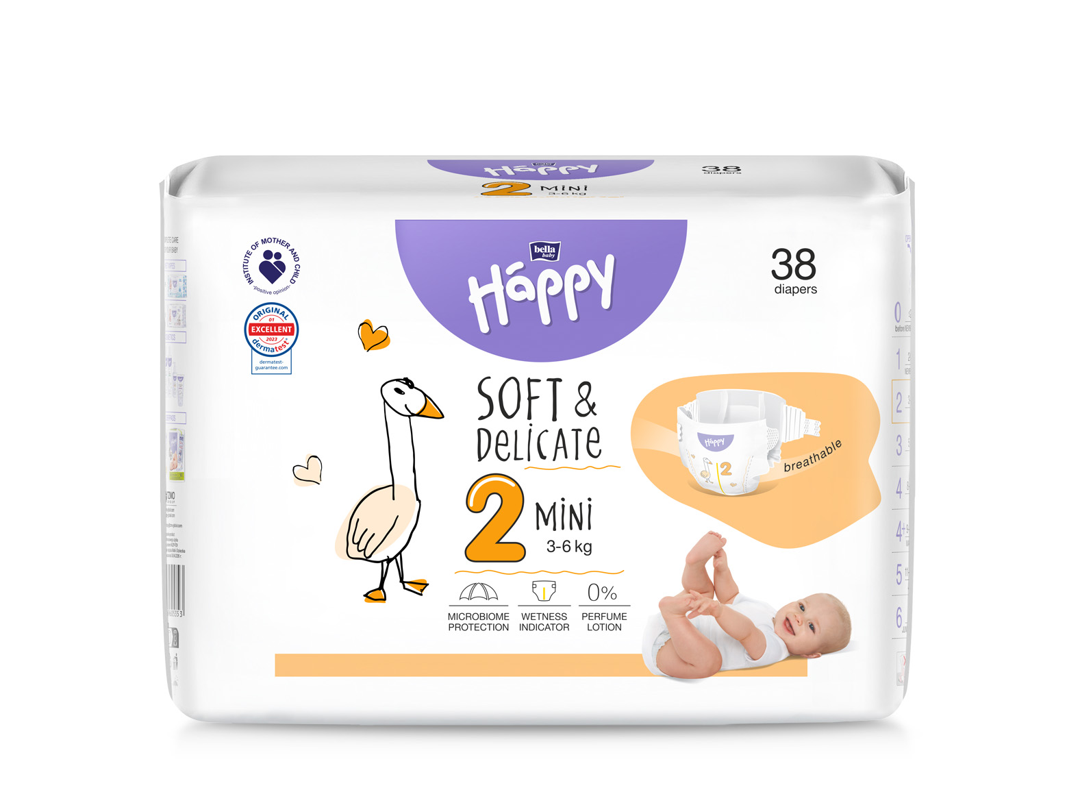 Bella Baby Happy Soft&Delicate 2 Mini 3–6 kg dětské pleny 38 ks Bella