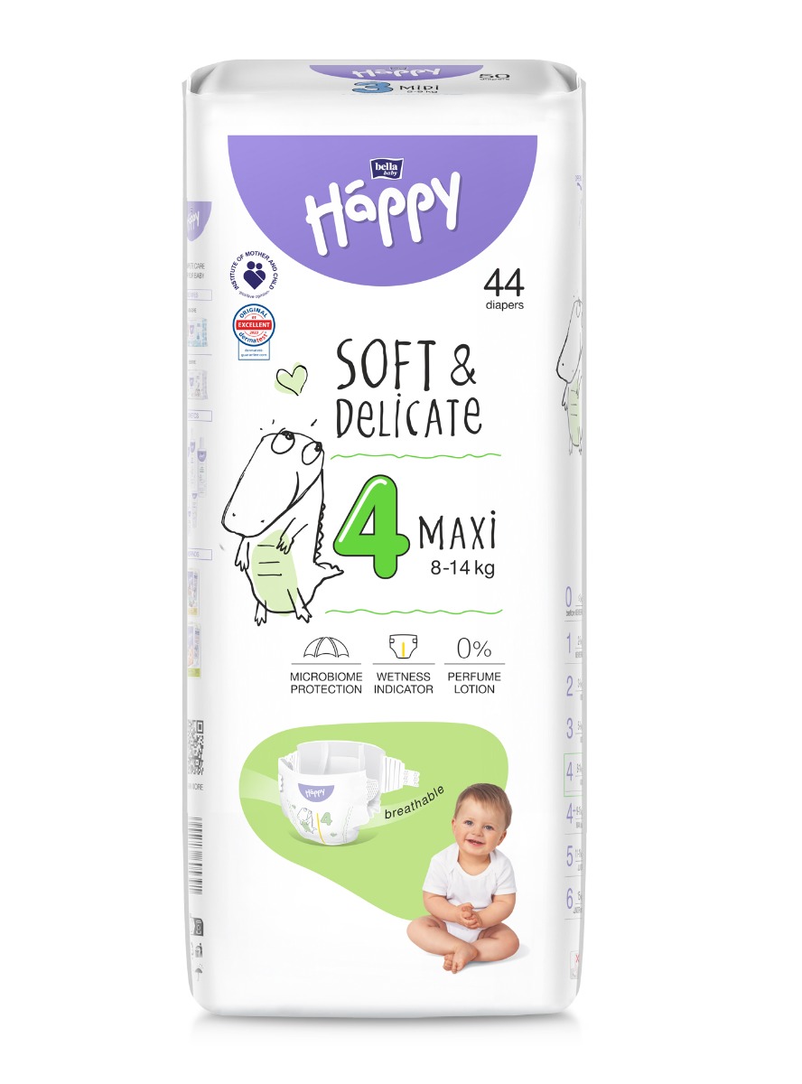 Bella Baby Happy Soft&Delicate 4 Maxi 8–14 kg dětské pleny 44 ks Bella