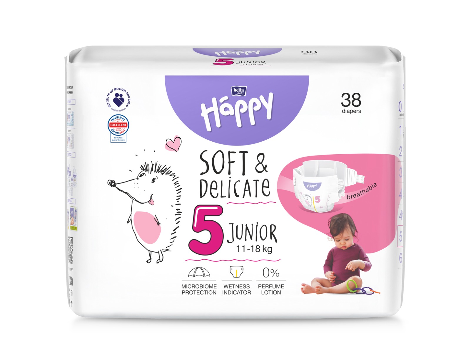 Bella Baby Happy Soft&Delicate 5 Junior 11–18 kg dětské pleny 38 ks Bella