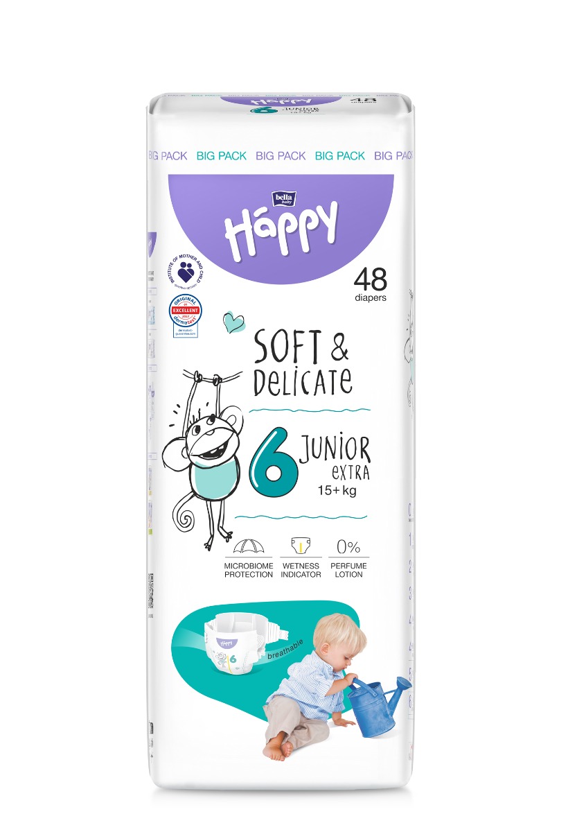 Bella Baby Happy Soft&Delicate 6 Junior Extra 15+ kg dětské pleny 48 kg Bella