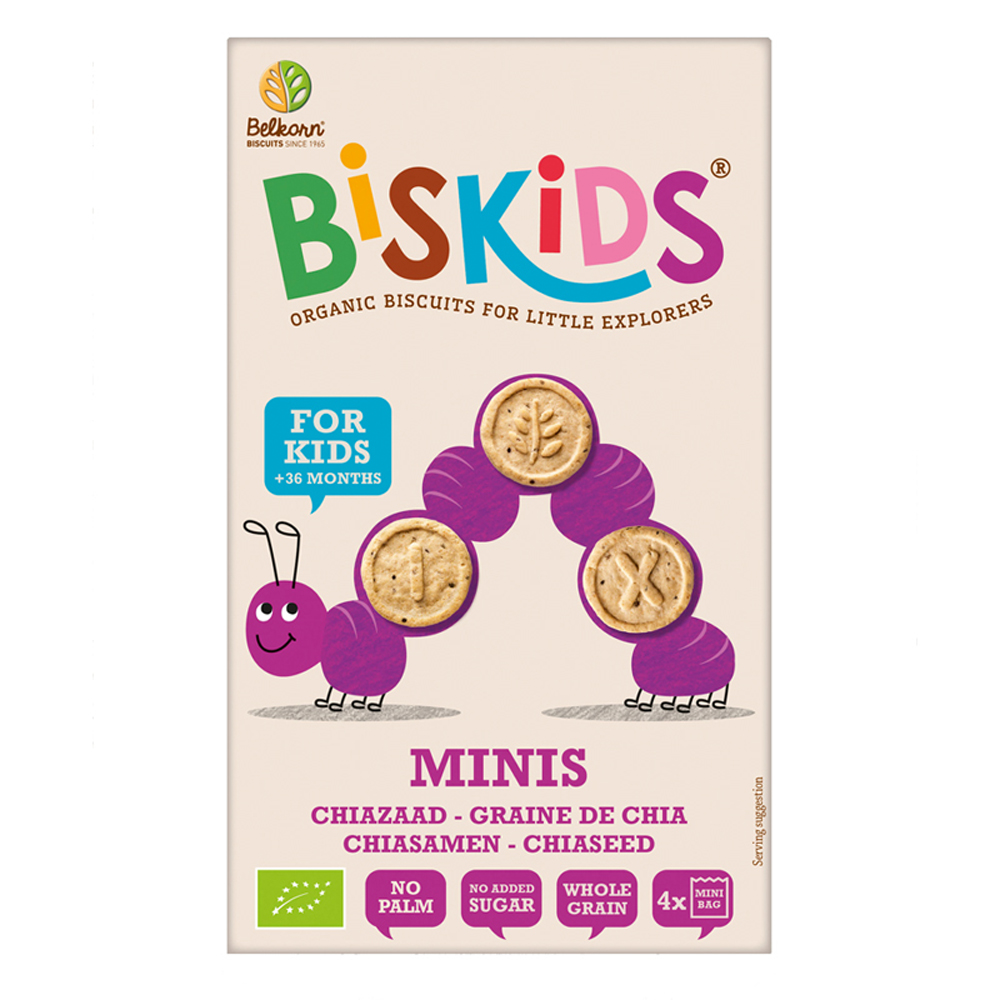 Biskids BIO dětské celozrnné mini chia sušenky 120 g Biskids