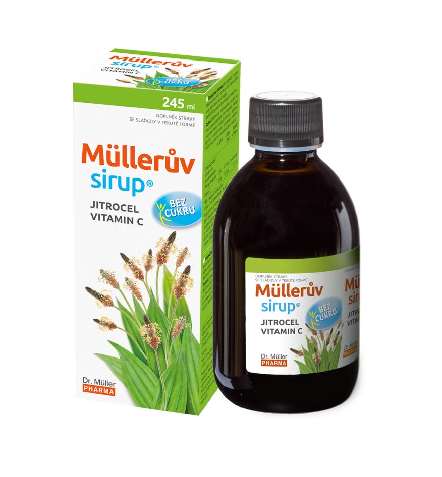 Dr. Müller Müllerův sirup s jitrocelem a vitaminem C bez cukru 245 ml Dr. Müller