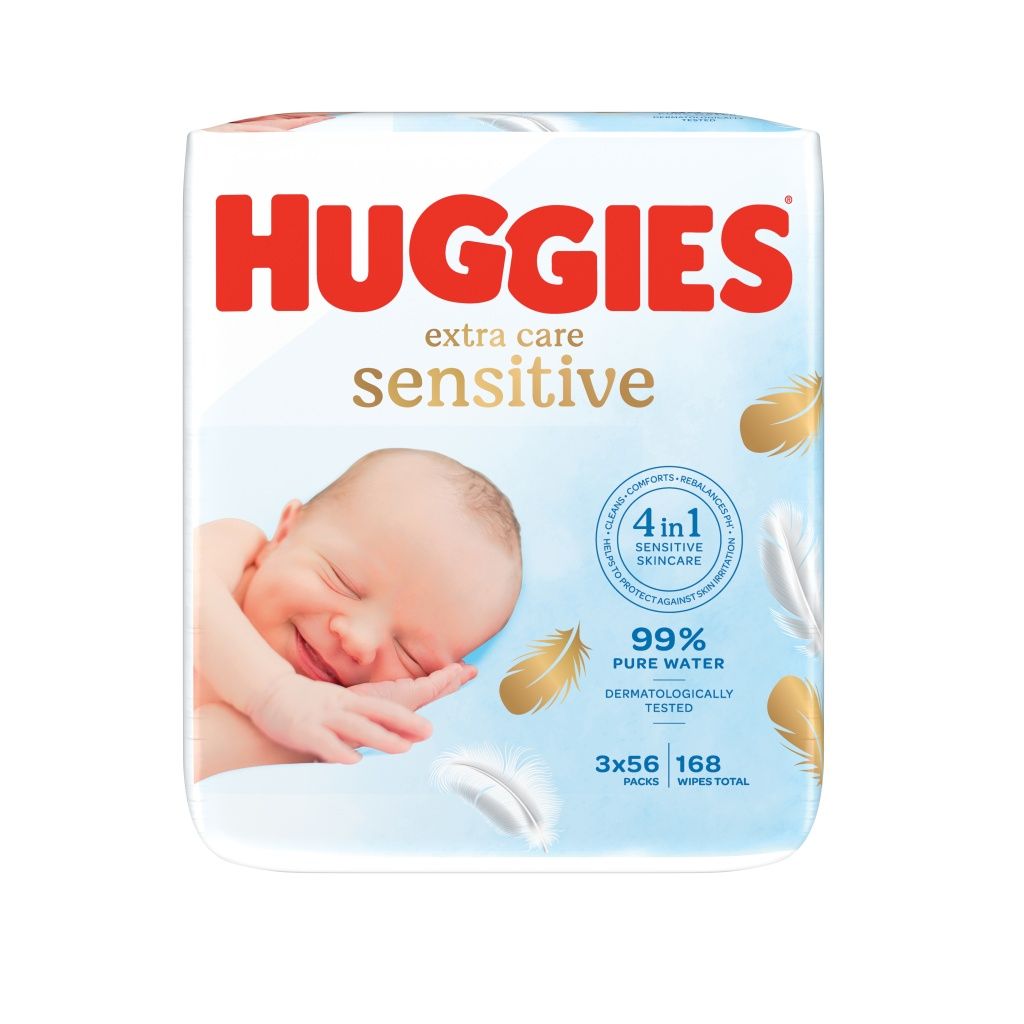 Huggies Extra Care Sensitive vlhčené ubrousky 3x56 ks Huggies