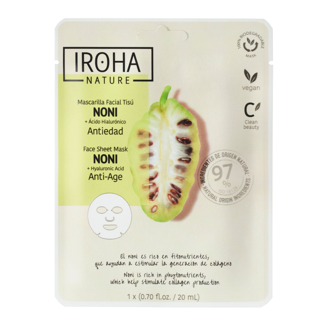 Iroha nature Anti-age obličejová maska Noni 20 ml Iroha nature