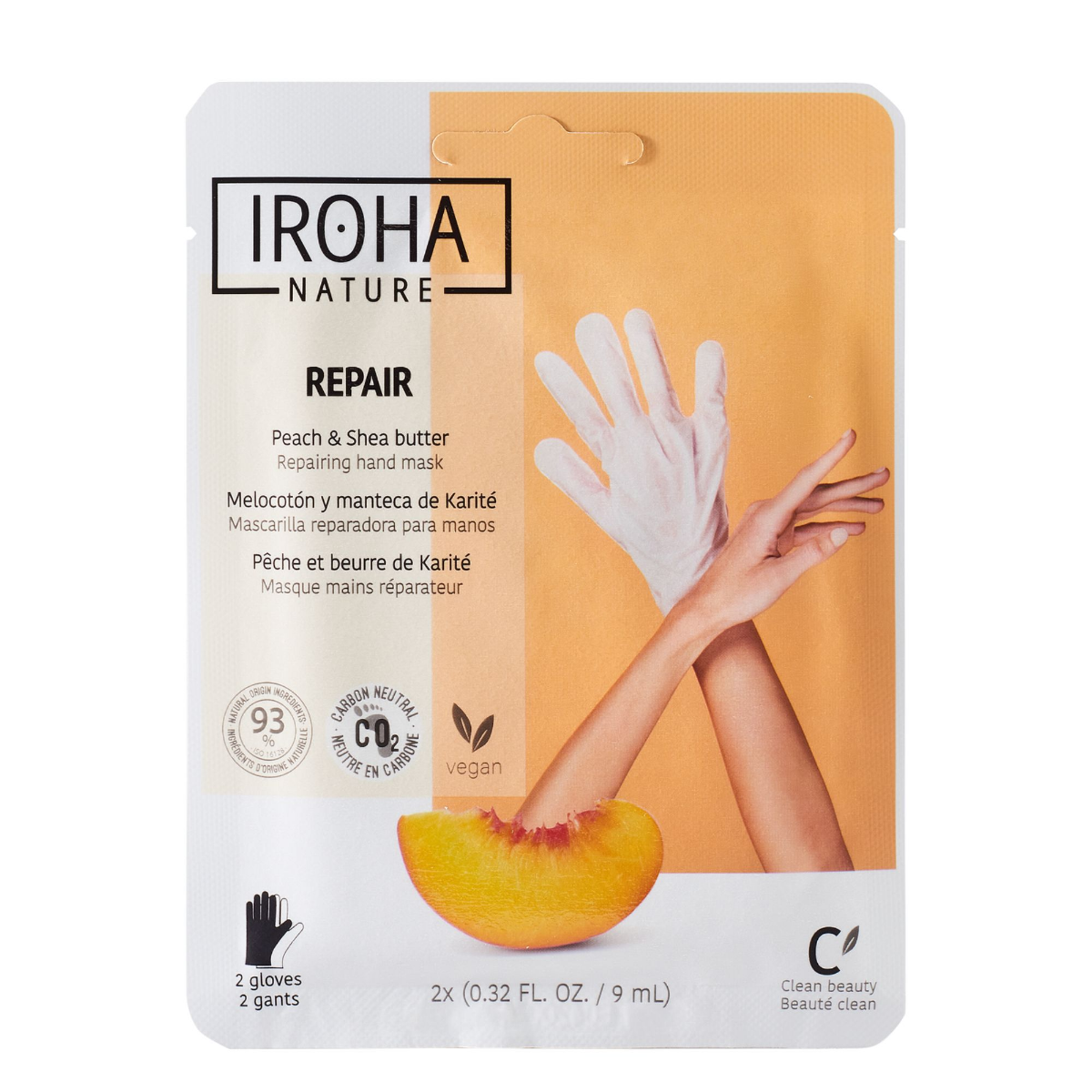 Iroha nature Regenerační rukavice s broskvovým sérem 1 pár Iroha nature