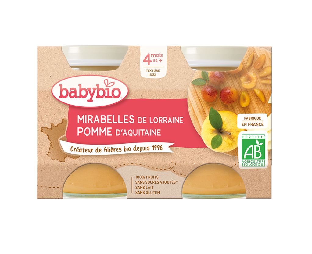 Babybio Jablko a mirabelky 2x130 g Babybio