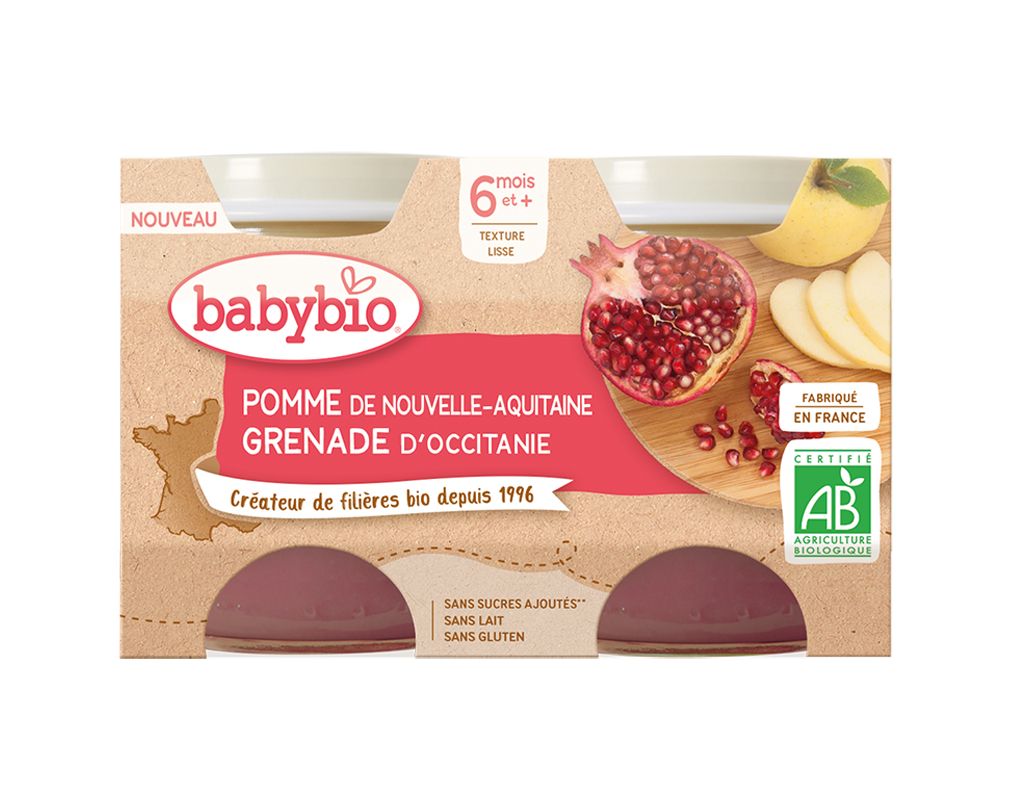 Babybio Jablko s granátovým jablíčkem 2x130 g Babybio