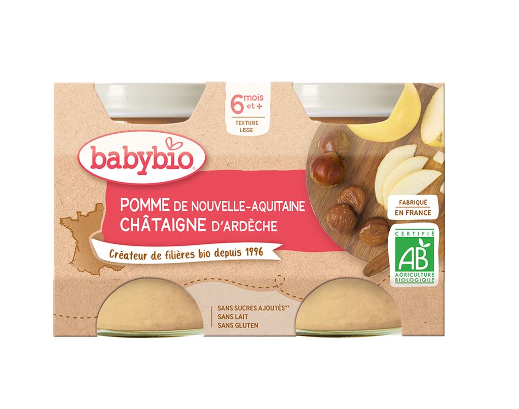 Babybio Jablko s kaštanovým pyré 2x130 g Babybio