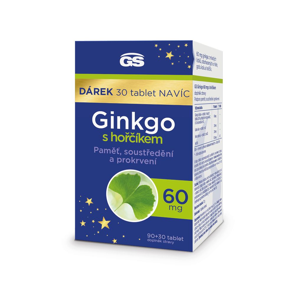 GS Ginkgo 60 mg s hořčíkem 90+30 tablet dárkové balení 2023 GS