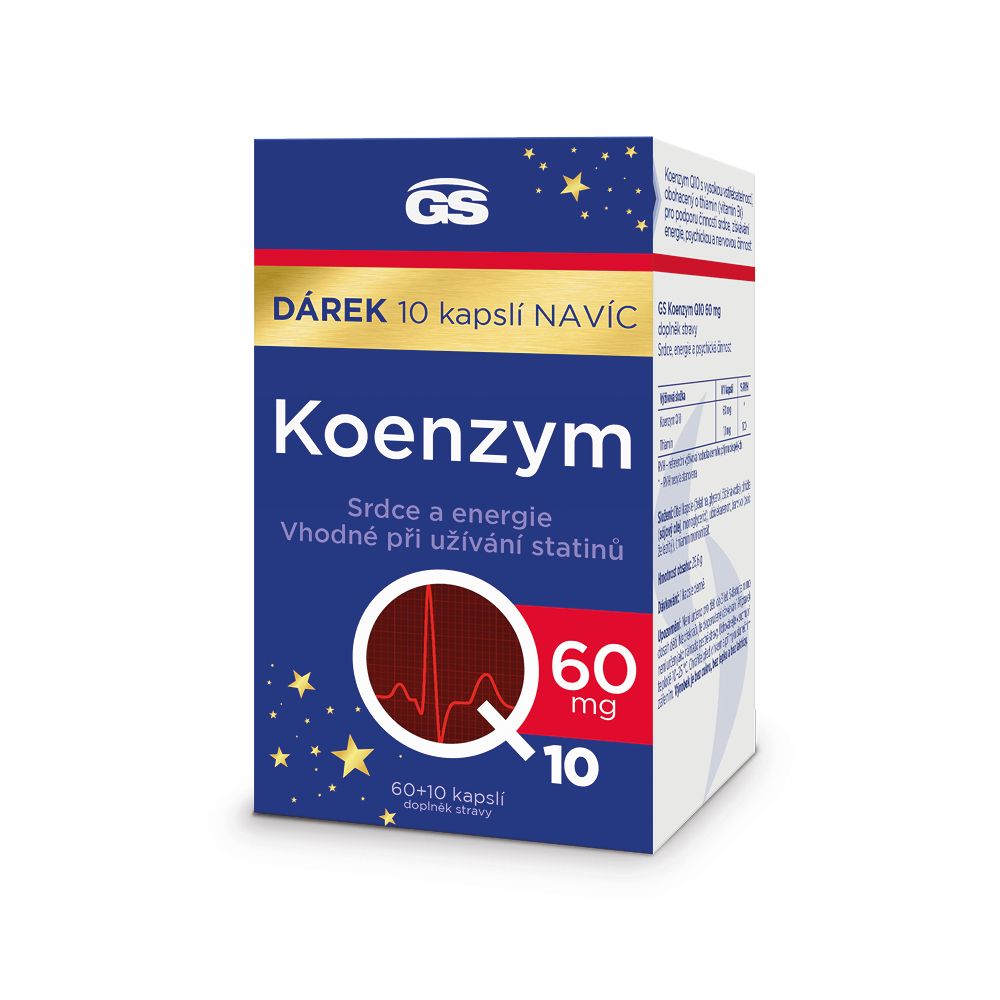 GS Koenzym Q10 60 mg 60+10 kapslí dárkové balení 2023 GS