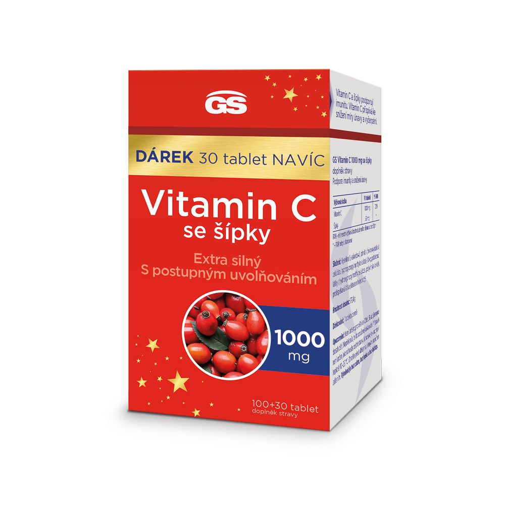 GS Vitamin C 1000 se šípky 100+30 tablet dárkové balení 2023 GS